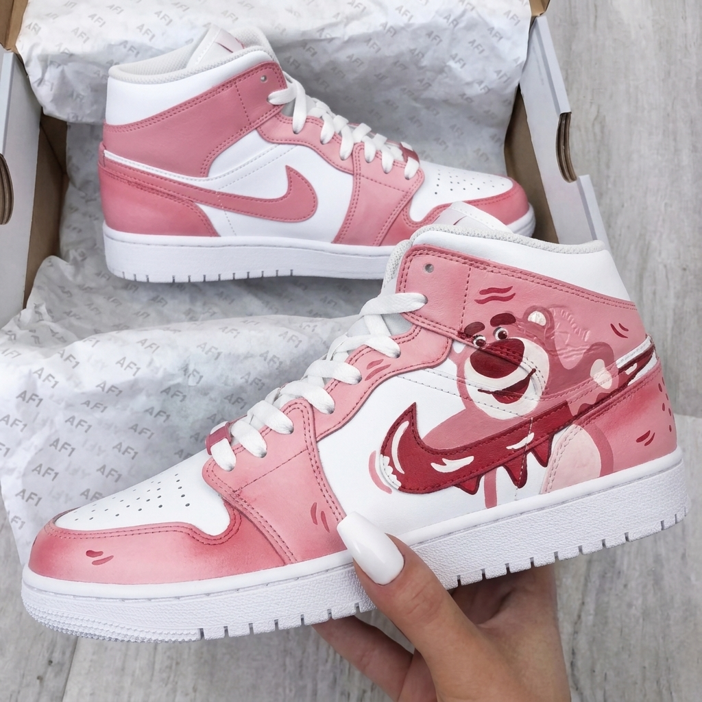Custom AF 1s Shoes Hotty Toddy Speckled Red Blue