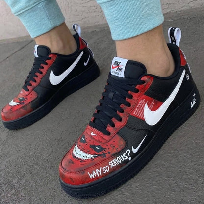 Custom AF 1s Shoes Joker Theme Black Red