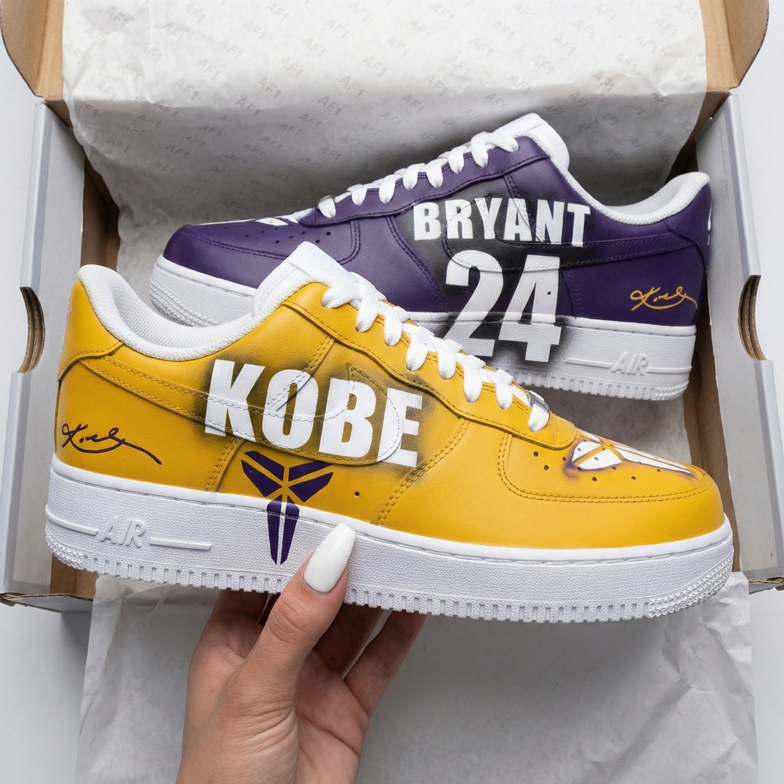 Custom AF 1s Shoes Kobe Bryant 24 Yellow Purple