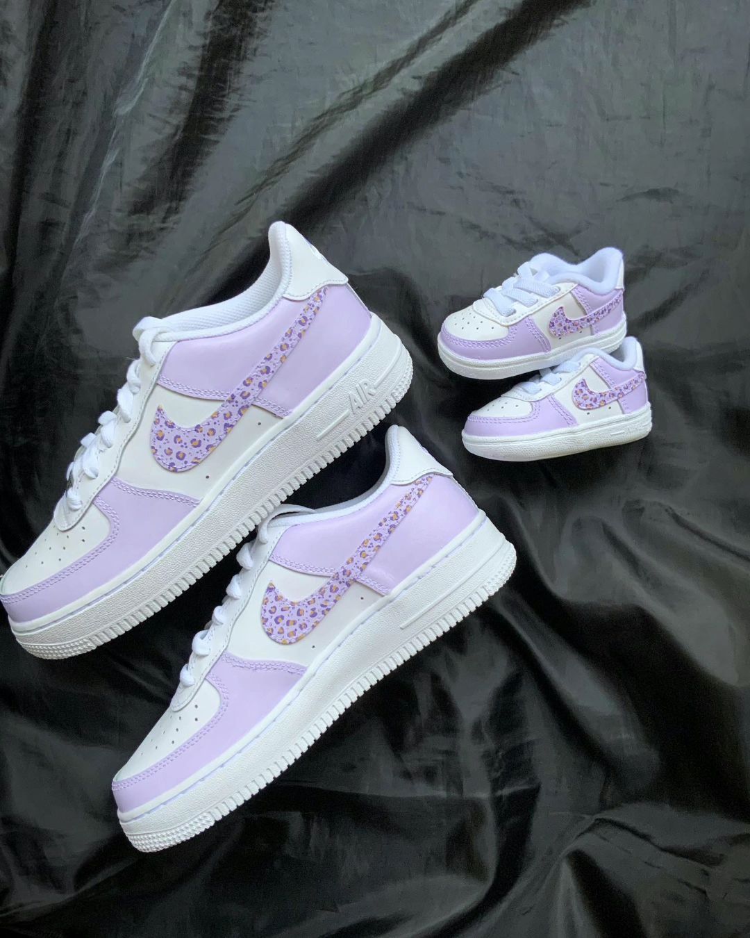 Custom AF 1s Shoes Leopard Print Baby Pink and White