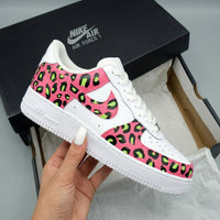 Custom AF 1s Shoes Leopard Print Pink Black Green