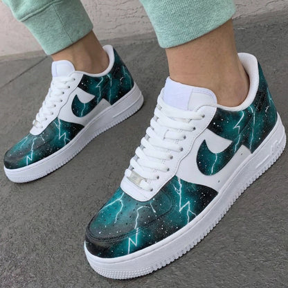 Custom AF 1s Shoes Lightning Galaxy Teal