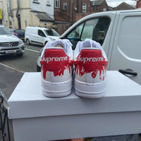 Custom AF 1s Shoes LV Logo Drip Design Red Yellow