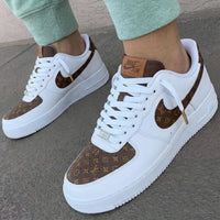 Custom AF 1s Shoes LV Pattern Brown White