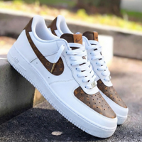 Custom AF 1s Shoes LV Pattern Brown White