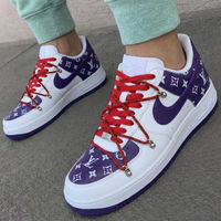 Custom AF 1s Shoes LV Pattern Purple Red