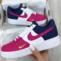 Custom AF 1s Shoes Magenta Navy Yellow
