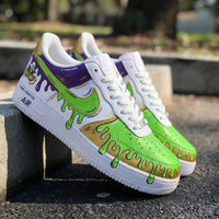 Custom AF 1s Shoes Mardi Gras Themed Green Purple Gold