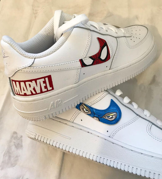 Custom AF 1s Shoes Marvel Spider - Man Blue Red
