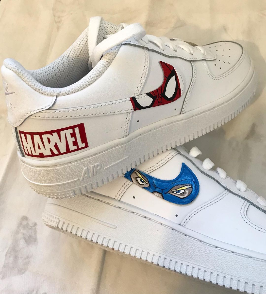 Custom AF 1s Shoes Marvel Spider - Man Blue Red