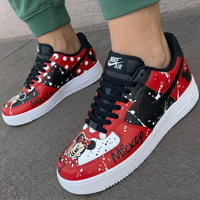Custom AF 1s Shoes Mickey Minnie Mouse Polka Dots Splatter Red Black