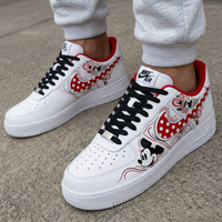 Custom AF 1s Shoes Mickey Mouse Polka Dots Patterns Red Black