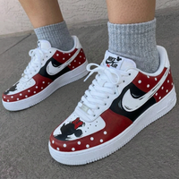 Custom AF 1s Shoes Minnie Mouse Polka Dots Red Black