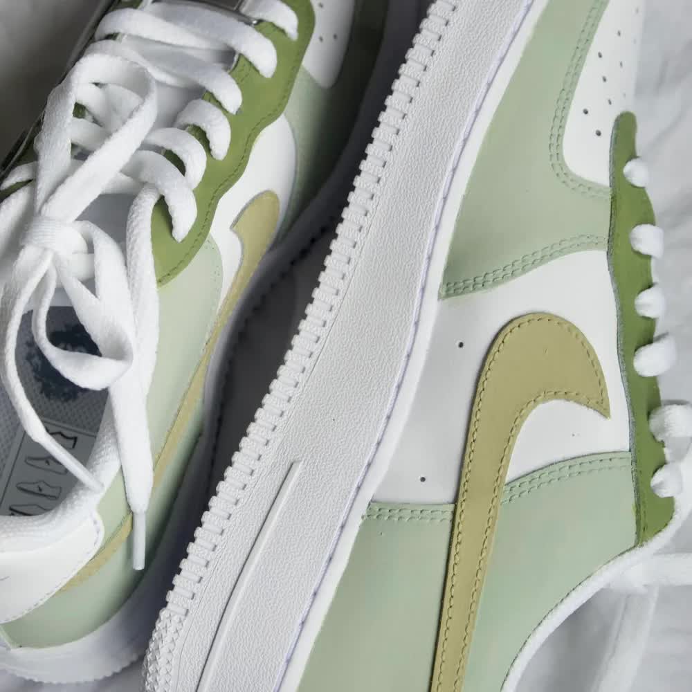 Custom AF 1s Shoes Mint Green and Olive Green