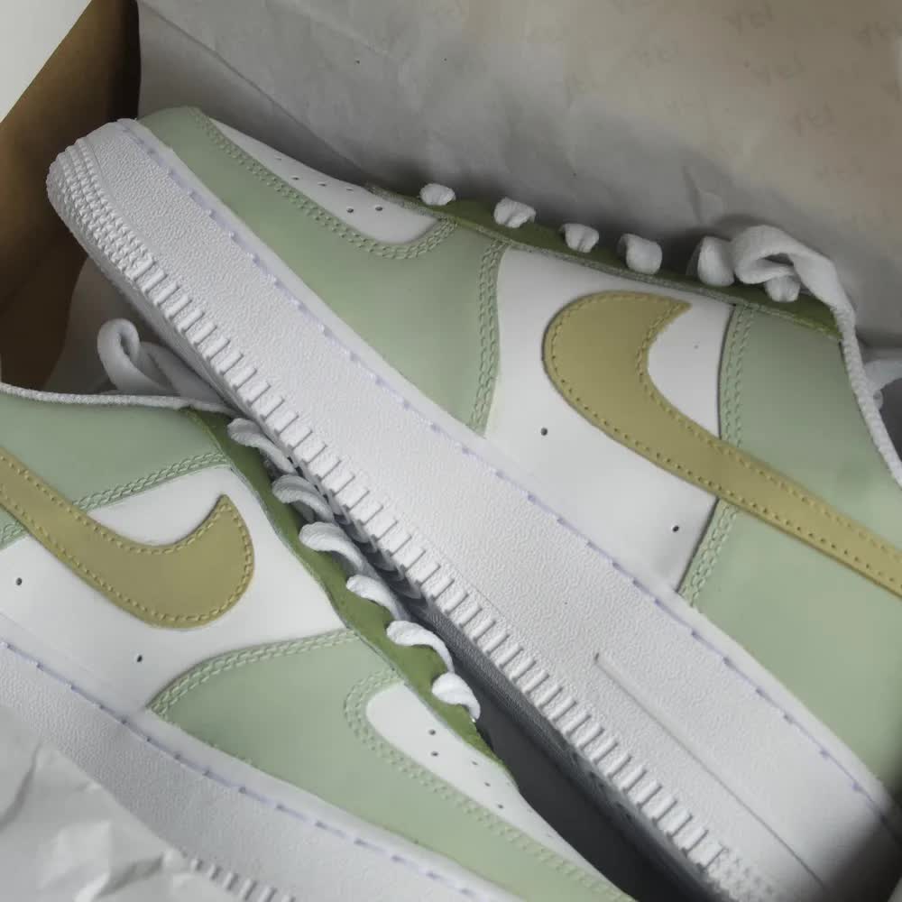 Custom AF 1s Shoes Mint Green and Olive Green