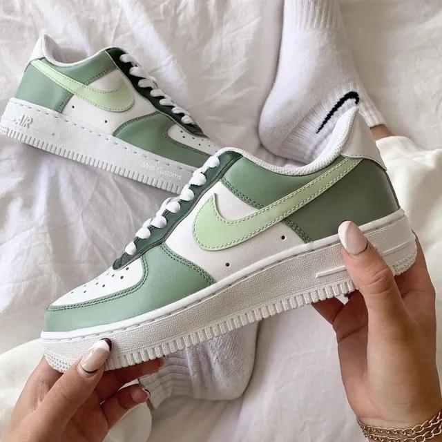 Custom AF 1s Shoes Mint Green Green Color