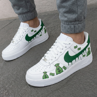 Custom AF 1s Shoes Money Bags Cash White Green