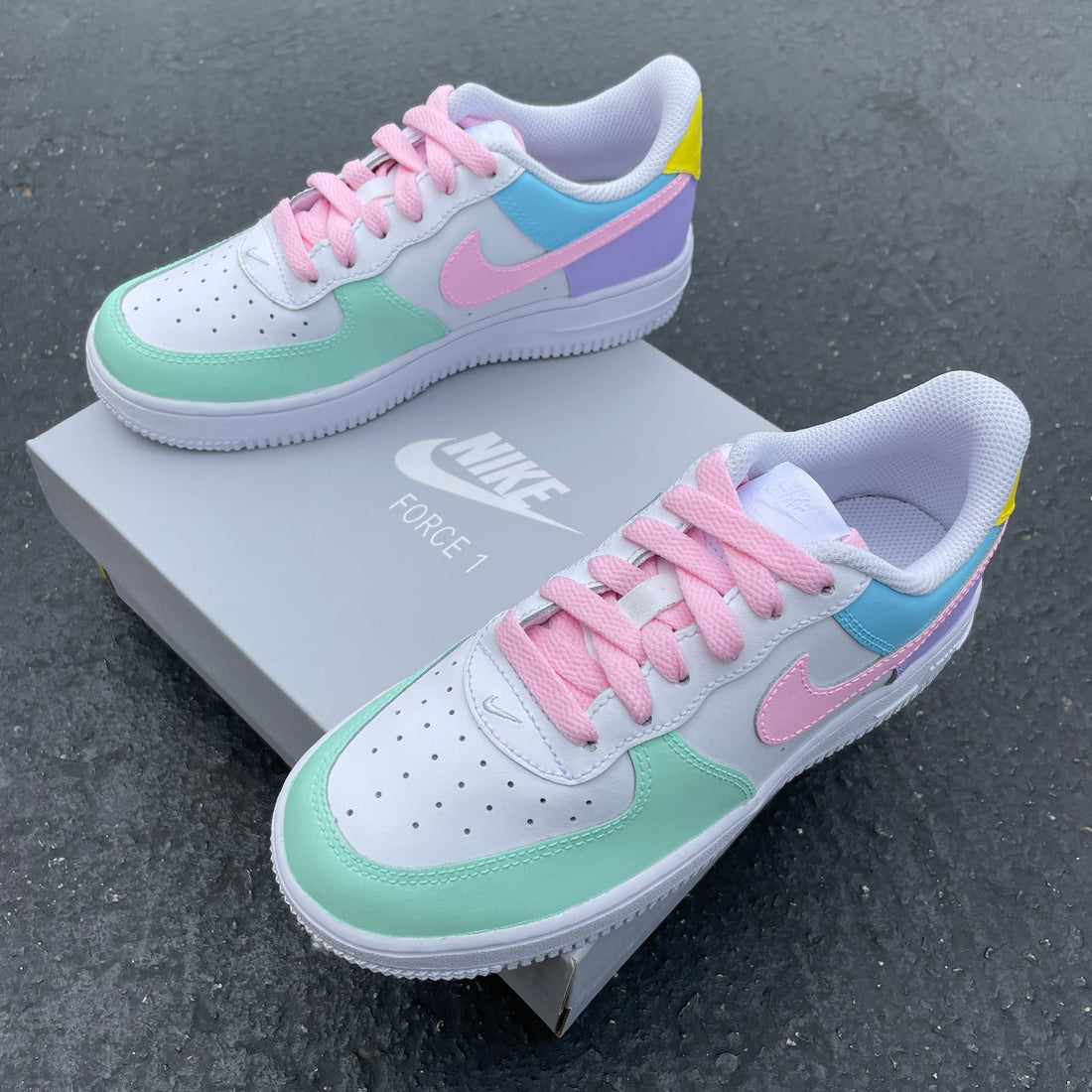 Custom AF 1s Shoes Multicolor Baby Pink Baby Blue