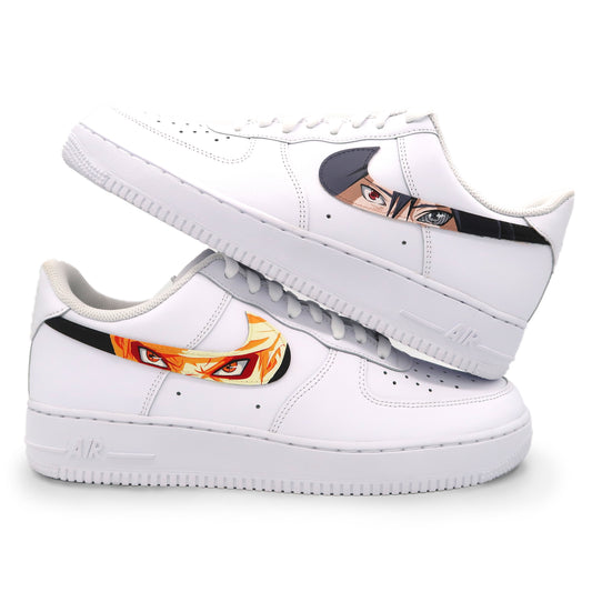 Custom AF 1s Shoes Naruto Eyes Design Orange Black
