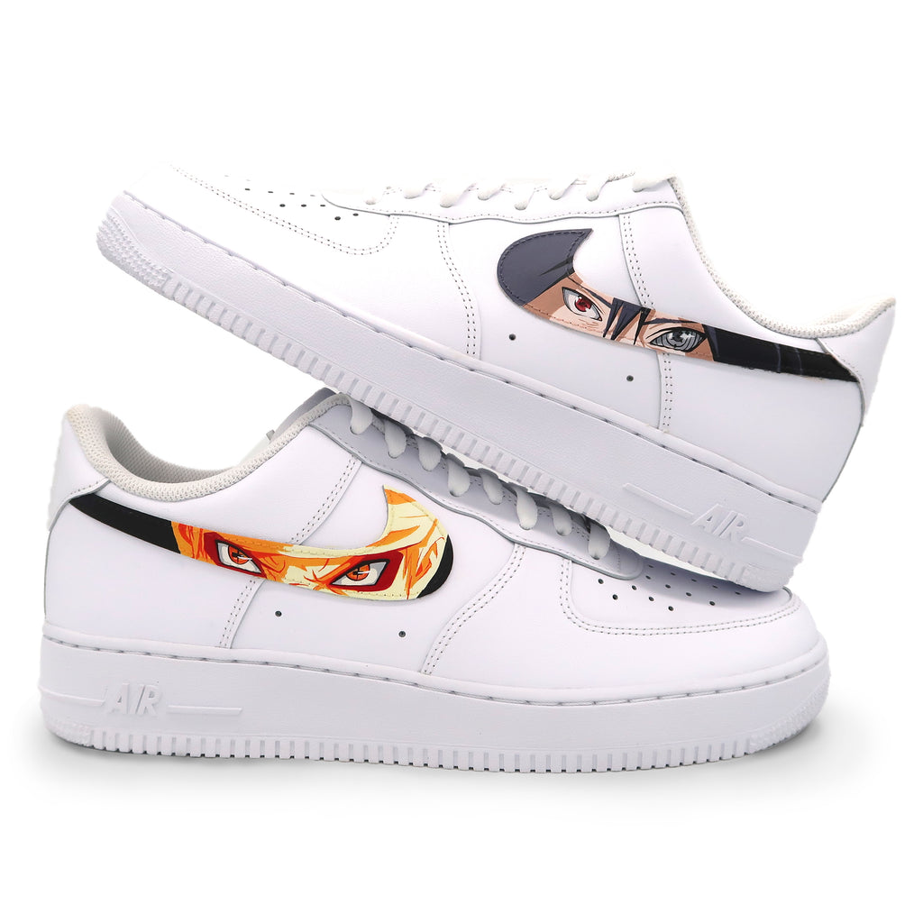 Custom AF 1s Shoes Naruto Eyes Design Orange Black