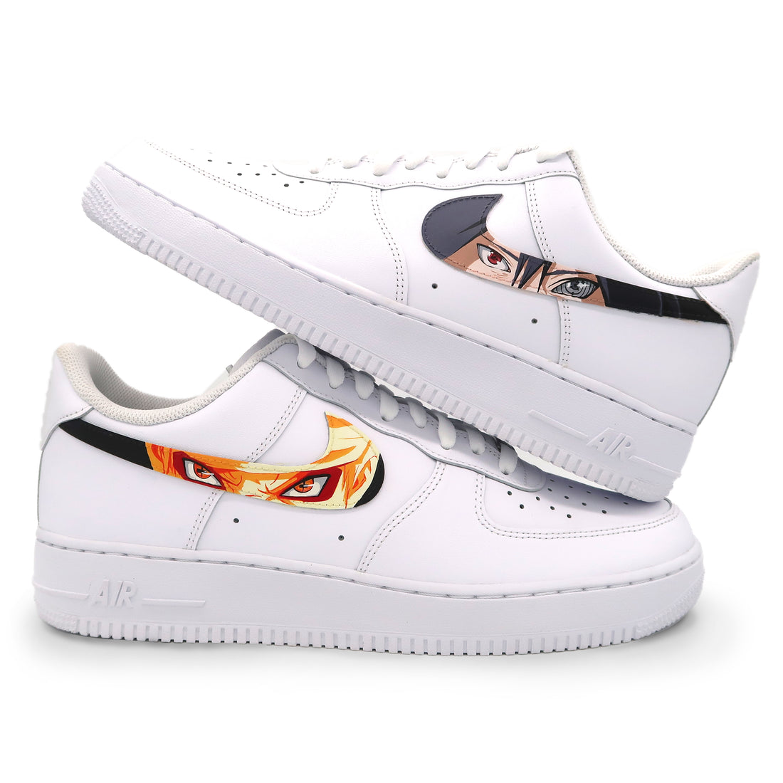 Custom AF 1s Shoes Naruto Eyes Design Orange Black