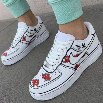 Custom AF 1s Shoes Naruto Pattern Black Red