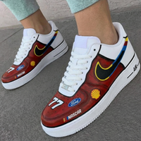 Custom AF 1s Shoes NASCAR Theme Red Black White