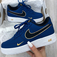 Custom AF 1s Shoes Navy Gold White