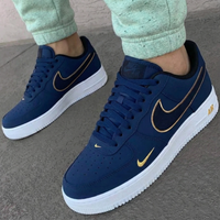 Custom AF 1s Shoes Navy Gold White