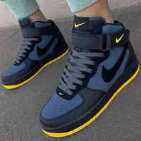 Custom AF 1s Shoes Navy Gray Yellow