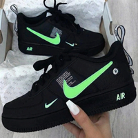 Custom AF 1s Shoes Neon Green Accents Black
