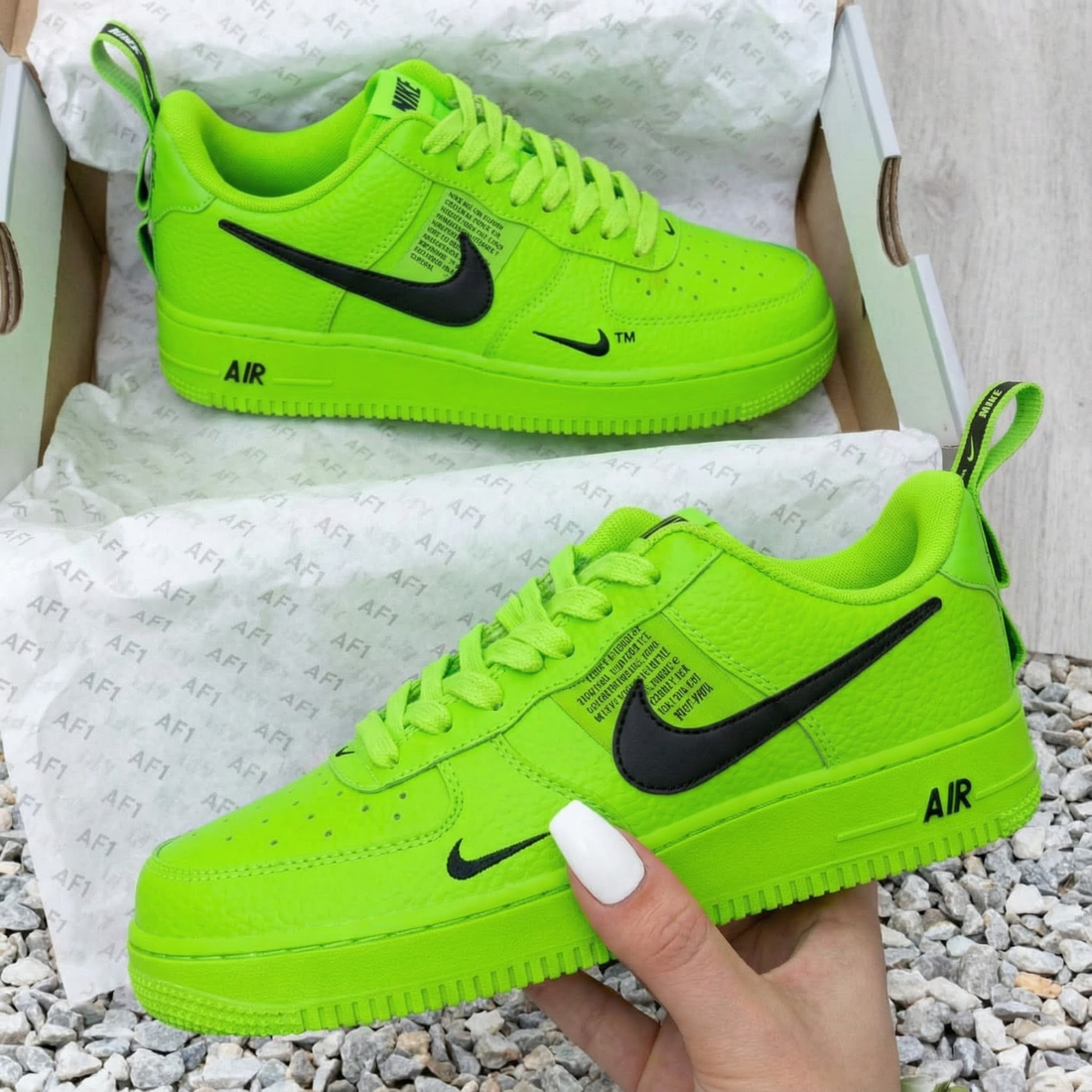Custom AF 1s Shoes Neon Green Black