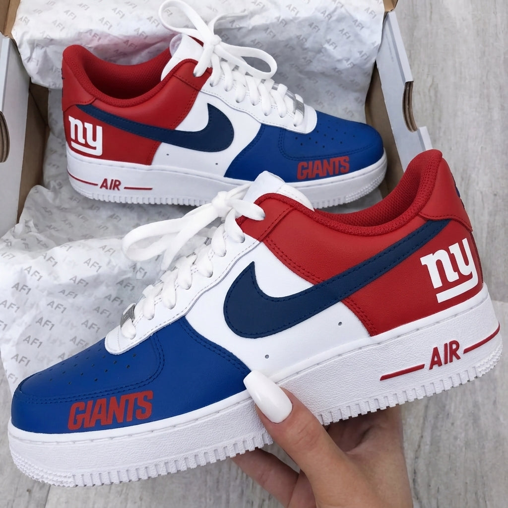 Custom AF 1s Shoes NY Giants Red Blue