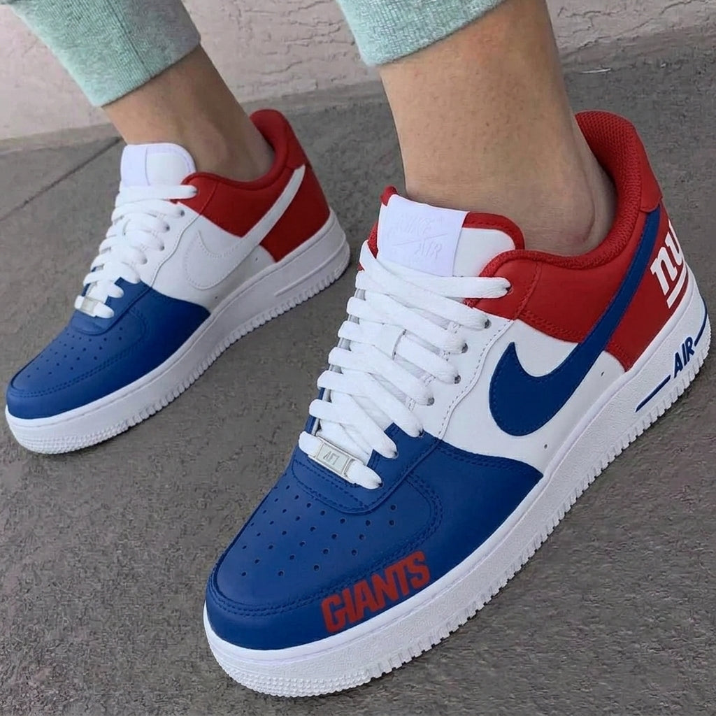 Custom AF 1s Shoes NY Giants Red Blue