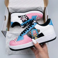 Custom AF 1s Shoes One Piece Chopper Skull Pattern Baby Pink Baby Blue Black