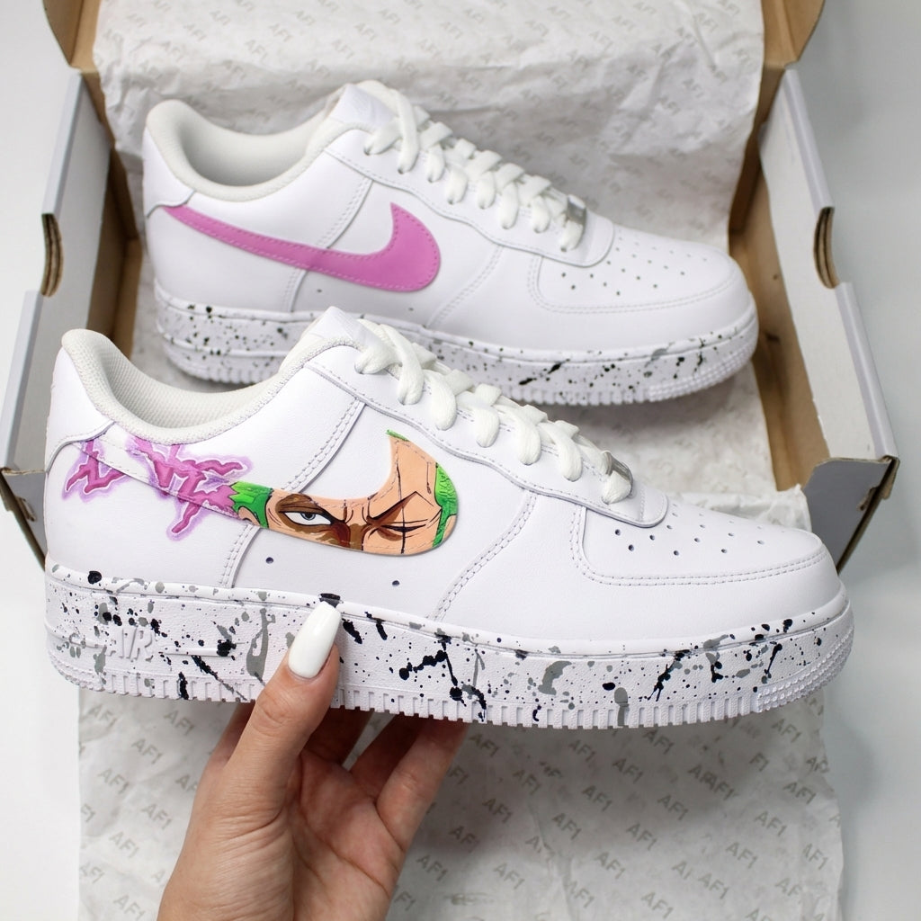Custom AF 1s Shoes One Piece Splatter Black Gray Purple Green