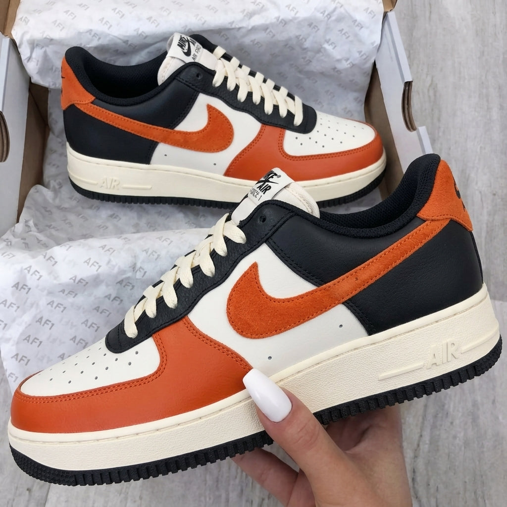 Custom AF 1s Shoes Orange Black