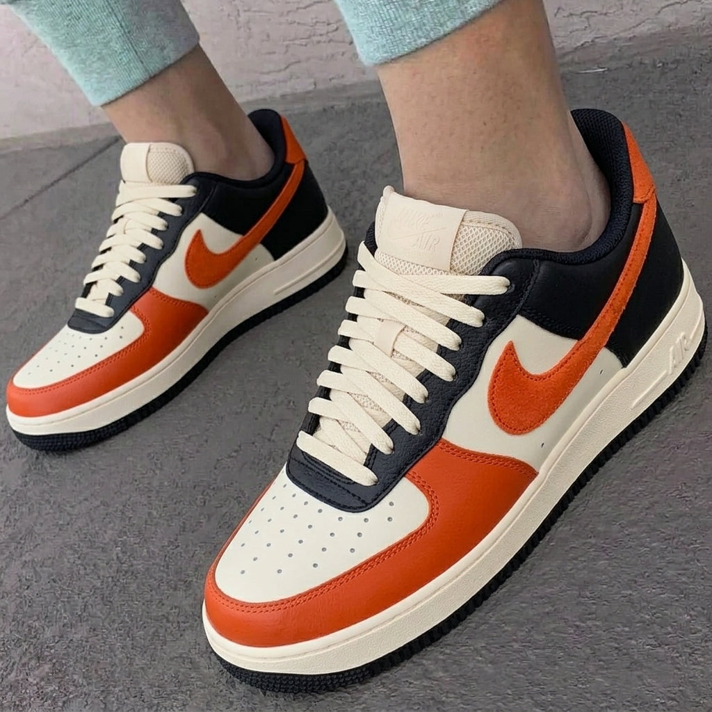 Custom AF 1s Shoes Orange Black