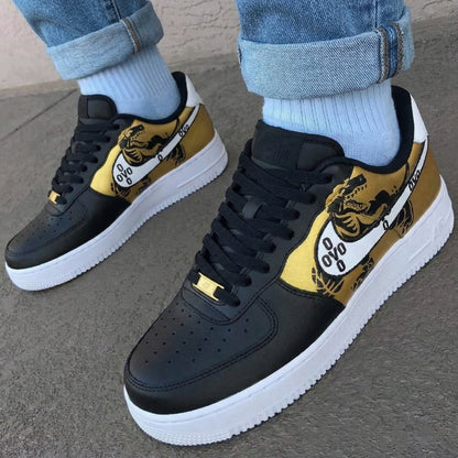 Custom AF 1s Shoes OVO Dinosaur Pattern Black Gold
