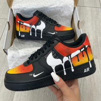 Custom AF 1s Shoes Passionate Black Orange Red Drip