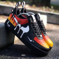 Custom AF 1s Shoes Passionate Black Orange Red Drip