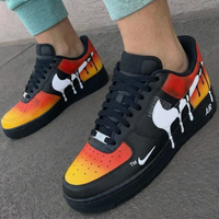 Custom AF 1s Shoes Passionate Black Orange Red Drip