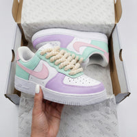 Custom AF 1s Shoes Pastel Design Baby Pink Mint Green