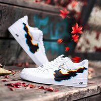 Custom AF 1s Shoes Pixel Pattern Black Blue
