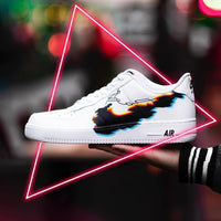 Custom AF 1s Shoes Pixel Pattern Black Blue