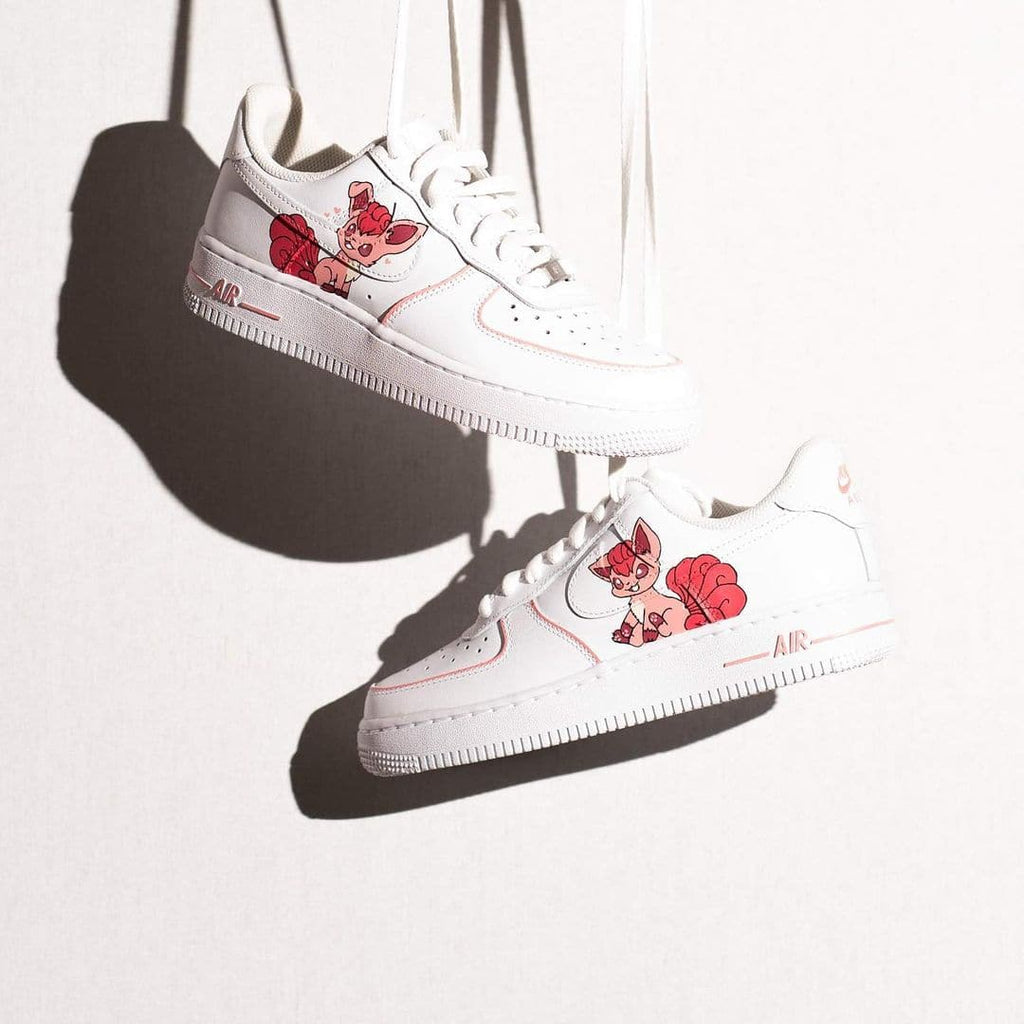 Custom AF 1s Shoes Pokemon Pattern Pink Red