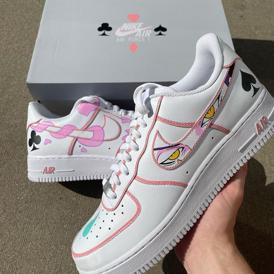Custom AF 1s Shoes Poker Theme Pink Teal