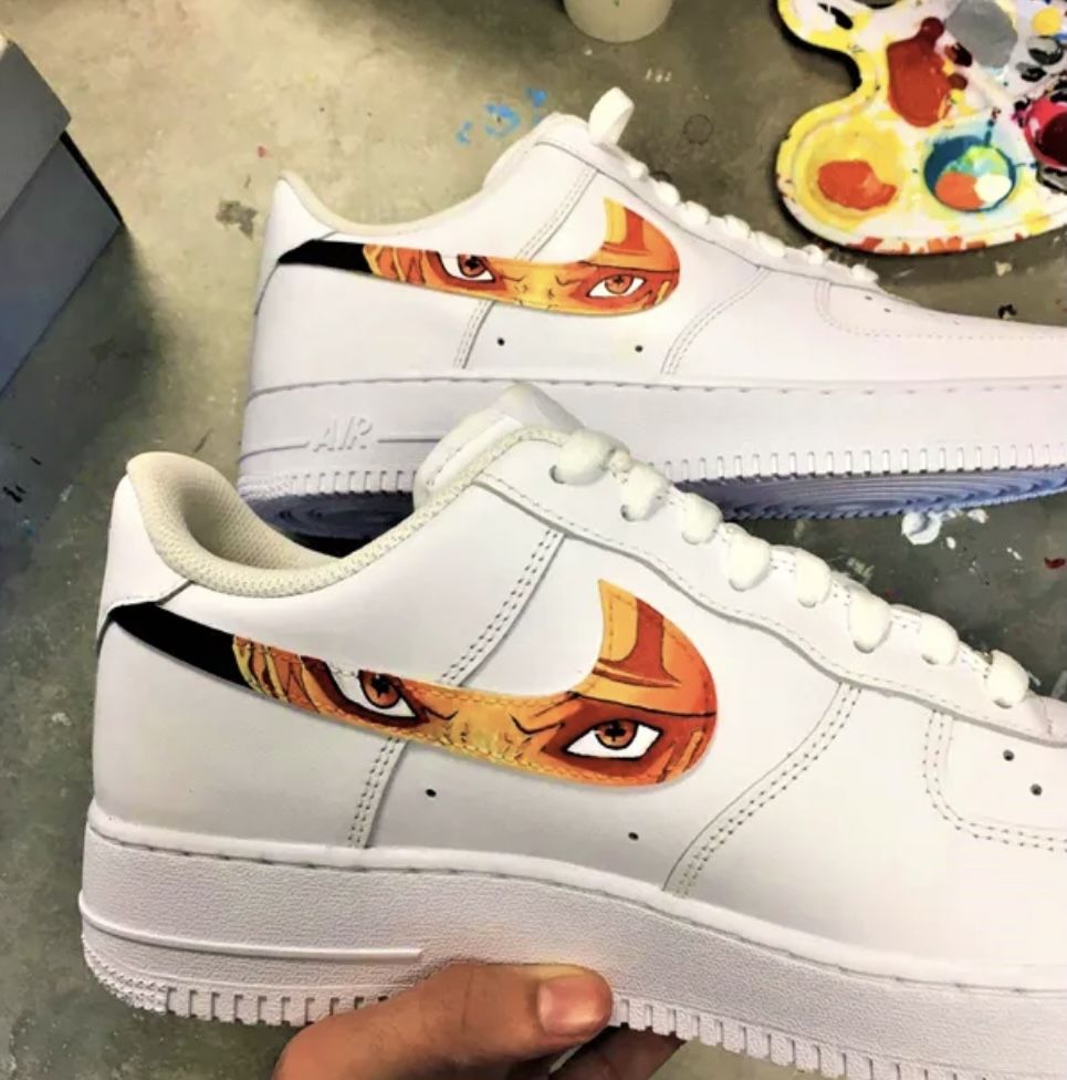 Custom AF 1s Shoes Powerful Naruto Eyes Orange Black