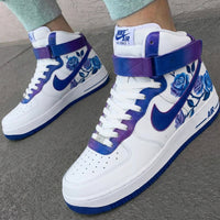 Custom AF 1s Shoes Purple Blue Rose Petals