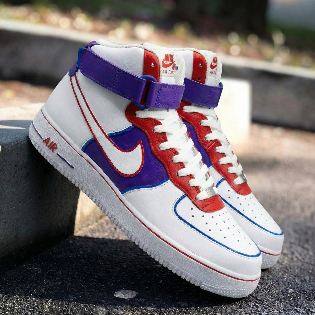 Custom AF 1s Shoes Purple Red Design